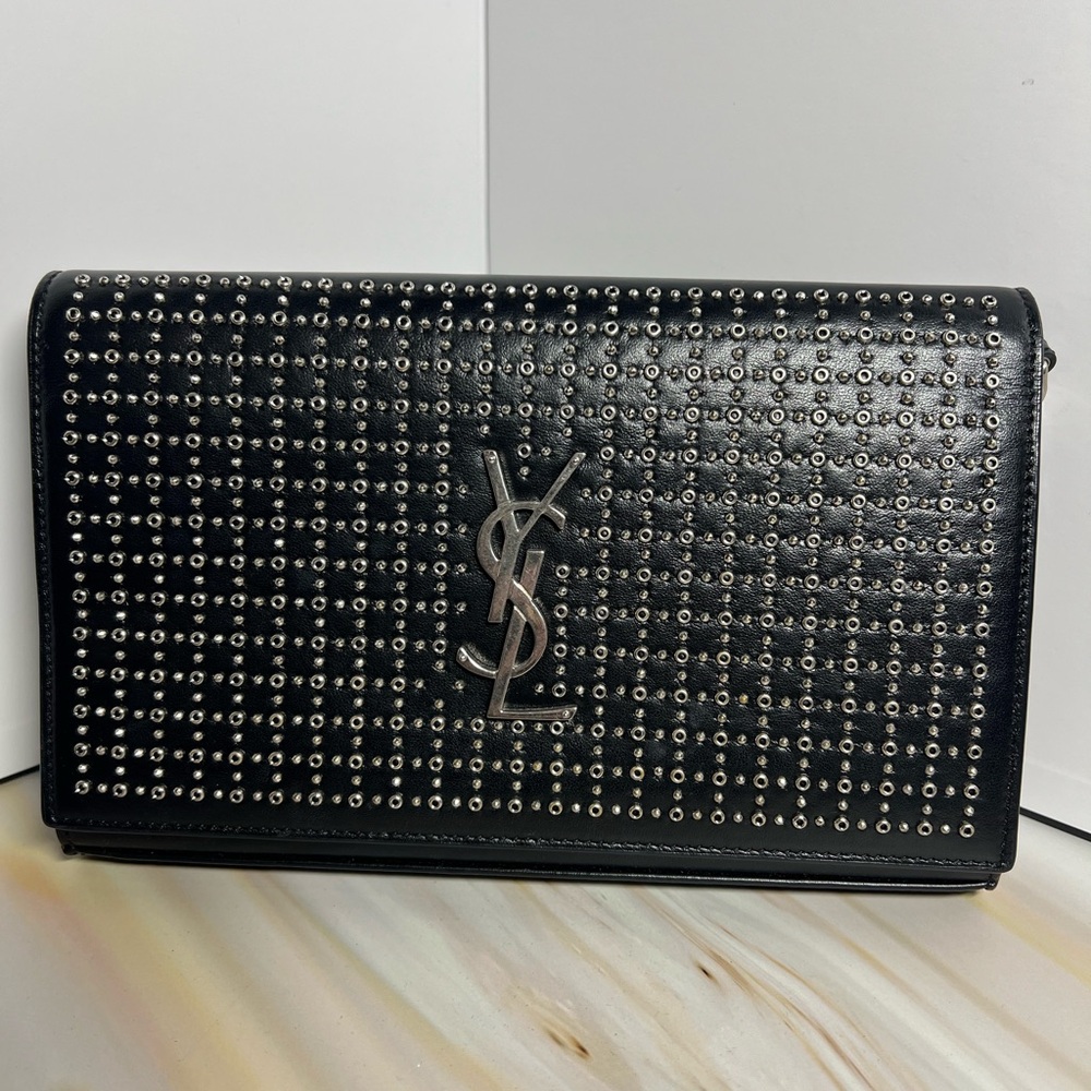 YSL Black Studded Clutch